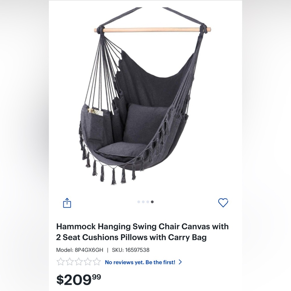 New!! Cozy Gray Hammock Chair - Picture 6 of 10